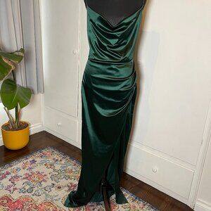 Emerald Green Satin Dress